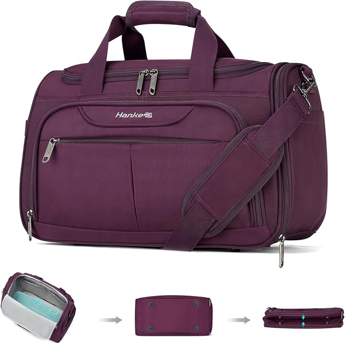 Hanke Small Underseat Carry On Luggage Bags for Travel with 10 Pockets. | Airline Approved Foldable Personal Bag w/ Luggage Sleeve; Tote Duffle & Bento Bag, Flight Attendant Weekender for Men & Women by Hanke
