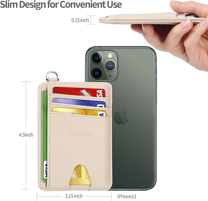 Slim Minimalist Front Pocket Wallet, RFID Blocking Credit Card Holder Wallet with Detachable D-Shackle for Men Women - Image 8