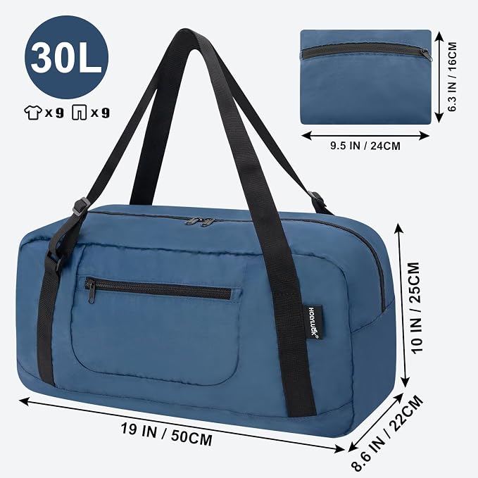HOLYLUCK Foldable Travel Duffel Bag For Women & Men Luggage Great for Gym - Airforce blue - Image 2