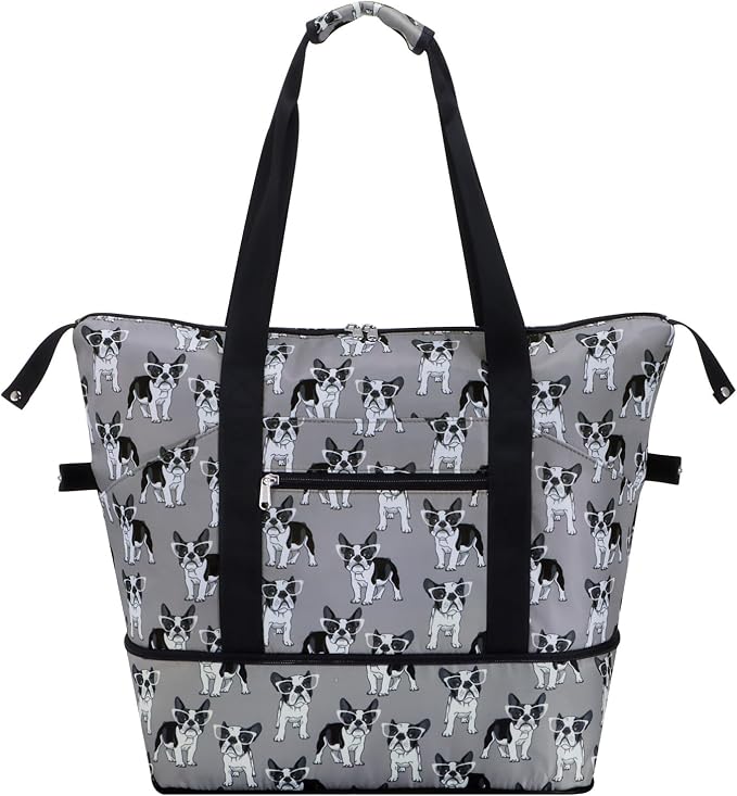Expandable Duffel Bag for Women with Trolley Sleeve/Wet Pocket Weekender Travel Tote Large Carry On Overnight Luggage by HAWEE