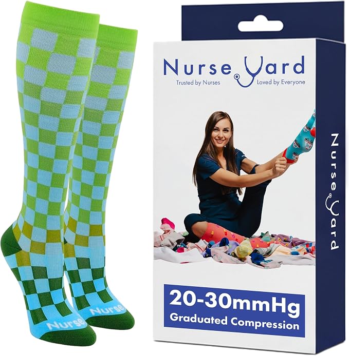 Compression Socks for Nurses - Women & Men - 20-30mmHg Graduated Compression, For Medical Staff, Athletes - 1 Pair by NurseYard
