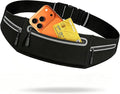 Slim Running Belt for Women Men,Phone Holder Waist Pack,Runners Fanny Pack | No-Bounce,Sweat-Proof Pocket,Travel Money Pouch for Gym/Hiking/Cycling,Three pocket,Two Highly Reflective Strips by Unknown
