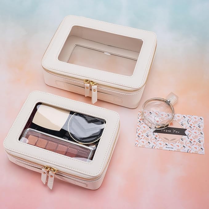 Aveniee Clear Makeup Bag Organizer,Large Travel Toiletry Bag for Women, Waterproof Cosmetic Pouch with Zippers,Car Organizers and Storage Case for Accessories,White - Image 7