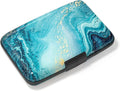 Credit Card Holder, Mini Aluminum Card Wallet RFID Blocking Slim Metal Hard Card Case for Women Men, Blue Ocean Marble by Atufsuat