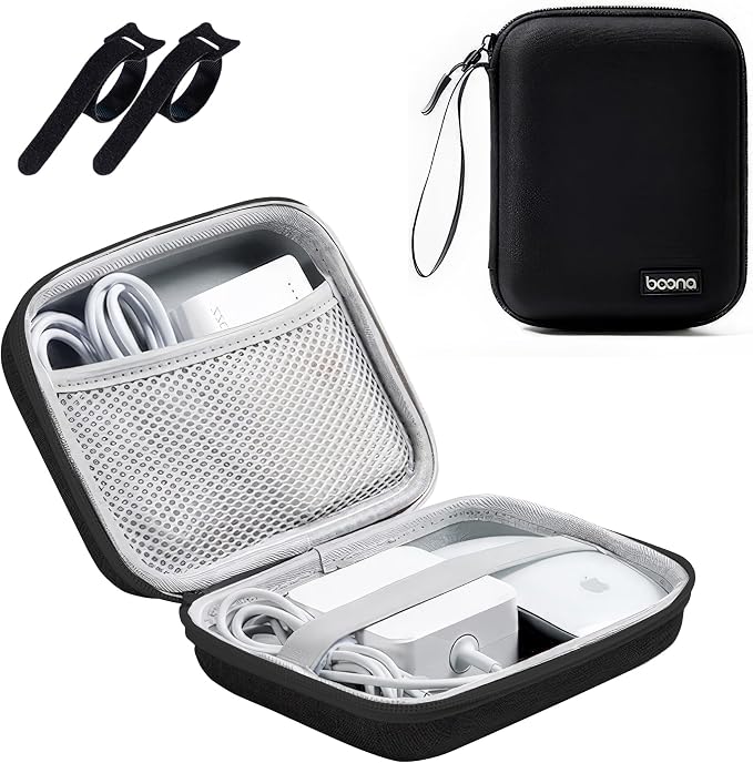 Charger Case for MacBook, Small Charger Organizer, Portable Pouch Travel Storage for Laptop Accessories, Waterproof for Magic Mouse, Power Bank,Charging Cords (Black)… by HOMEGYMFREE
