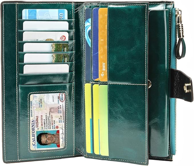 Itslife Women's RFID Blocking Large Capacity Luxury Wax Genuine Leather Clutch Wallet Ladies Card holder - Image 6