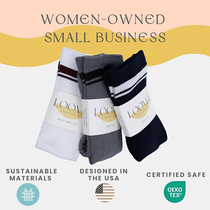 LOOMA Viscose from Bamboo Compression Socks for Women; 15-20mmHg Relief for Swelling, Travel, Nursing & Pregnancy; No-Slip - Image 7