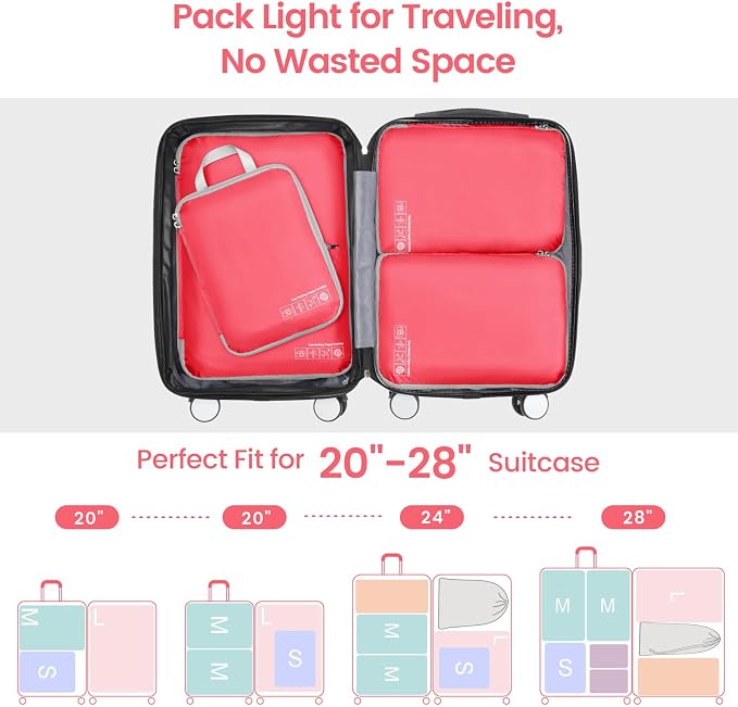Cambond Compression Packing Cubes for Travel Women - Lightweight Luggage Organizers Bag Packing Cubes for Carry on Suitcases - Image 5