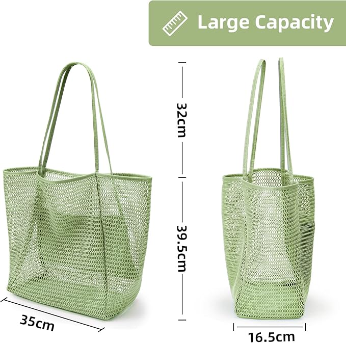 KALIDI Beach Mesh Tote Bag, Casual MAX 23L Summer Foldable Hobo Bag Women | Sandproof Widen Strap Large Shoulder Bag For Lake Pool Vacation Travel Picnic Grocery Market Shopping Carrier - Image 5