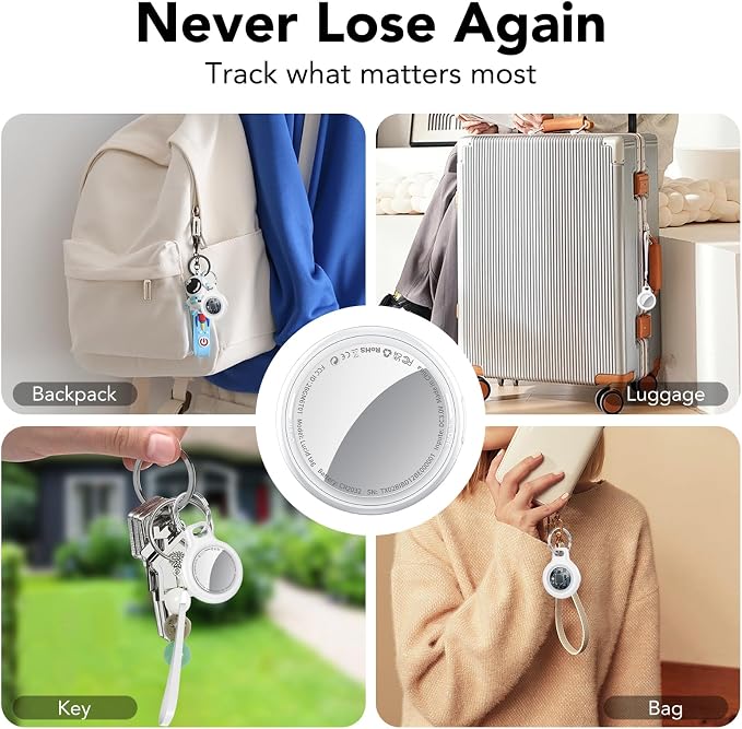 Air Tracker Tags-4 Pack (iOS Only), [Apple MFi Certified] Key Finder | Replaceable Battery Bluetooth Tracker Compatible with Apple Find My, Item Locator Smart Tag for Keys, Bag, Luggage and More - Image 8