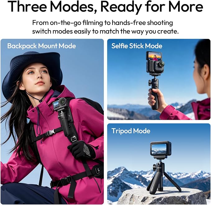 ULANZI MT66 3-in-1 Quick Release Magnetic Tripod for Insta360 GO Ultra | 3-in-1 Tripod Selfie Stick & Backpack Mount | Instant Magnetic Quick Release | 360° Ball Head | Portable 3.8oz Pocket Size - Image 3