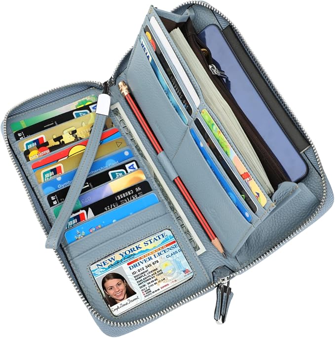 Small Compact Women Wallet RFID Blocking Genuine Leather Bifold Purse with ID Windows - Image 2