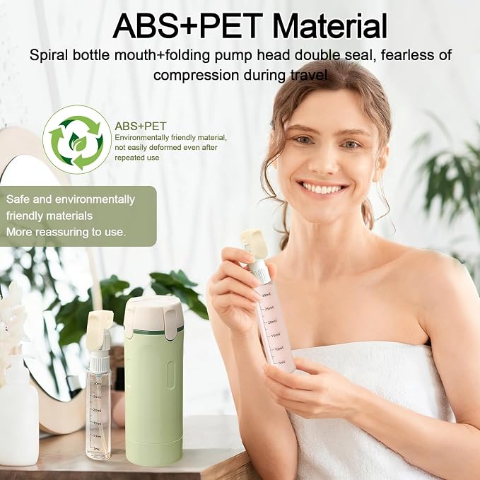 4 in 1 Travel Dispenser Bottles Refillable | Travel Shampoo and Conditioner Bottles，No Spill Space Saving Compact,for Vacation Business Trip - Image 7