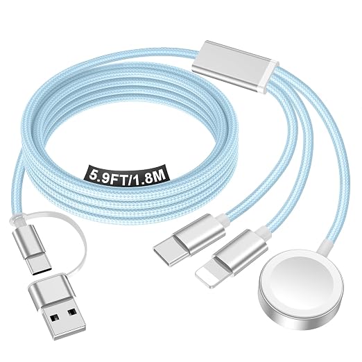 Travel Essentials for Apple Watch Charger,iPhone Charger,3 in 2 Type C/Lightning/Magnetic Travel Charging Cable,Portable Multi Charging Cable for Apple Watch, iPhone 17‑11,Samsung S26,Car,iPad-6FT by Accessoriesforphoneandelectricproducts