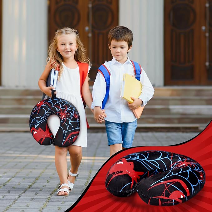 Gilprop 2 Pcs Spiderweb Travel Pillow with Sleep Eye Mask, U Shaped Memory Foam Headrest & Neck Pillow with Washable Cover, Soft Neck Head Support Travel Accessories for Airplane Car Train Bus Trips - Image 2