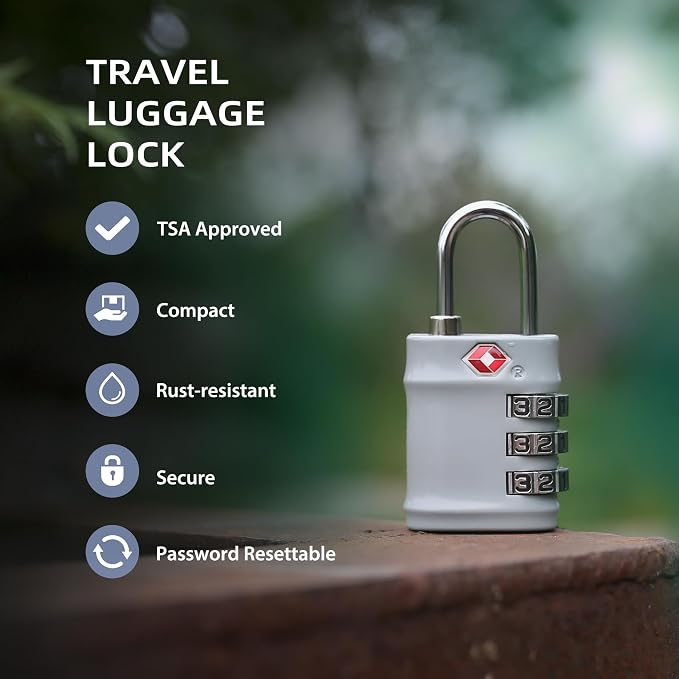 Luggage Locks TSA Approved 2 Pack, Combo Lock for Gym Locker, Small Combination Padlock, Padlock with Code for Travel Essentials, Suitcase, Zipper, Locker, Cabinet, Gun Case, Tool Box - Image 3