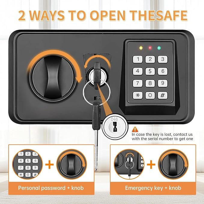 5.2 Cub Large Fireproof Safes for Home Use, Digital Security Safe Home Safes Fireproof Waterproof with Combination Lock and 3 Removable Shelves, Anti-Theft Fire Safe Box for Document Money Valuables - Image 6