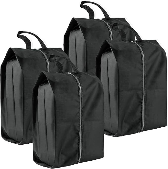 Shoe Bags for Travel, 4 Pack Extra Durable Travel Shoe Bags for Storage and Packing, Reusable Water-proof Shoe Bag with Smooth Zipper, Portable Travel Essentials by Unknown