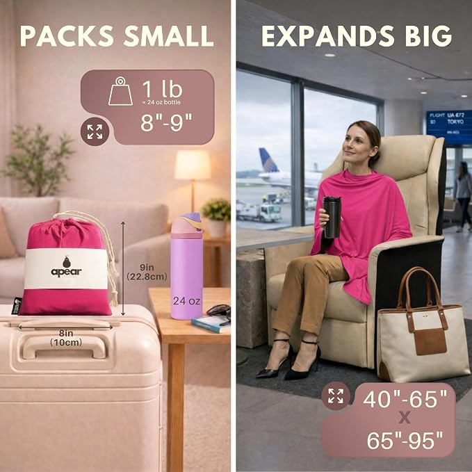 16-in-1 Compact Travel Blanket with Bag – Reversible, Ultra Soft Bamboo Airplane Blanket with Hidden Pocket – Packable for Flights & Travel Essentials (Semi-Weighted, Double Layer) - Image 2