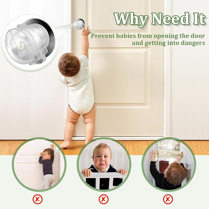 Child Proof Door Knob Cover Lock – Prevents Turning of Door Knob and Access to Keyhole, Can be Used for Home Rentals, Evictions, Job Sites & More – Keyed Alike(Transparent) - Image 4