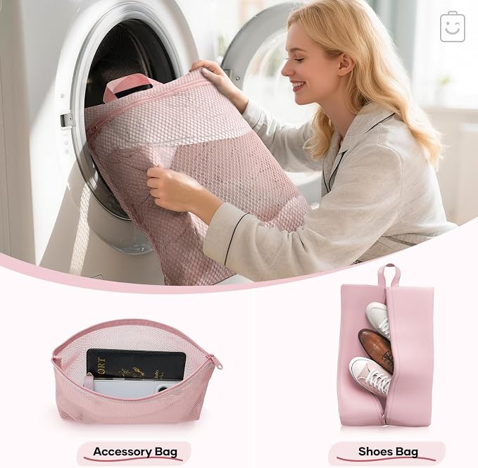 Veken 11 Set Compression Packing Cubes Garment Bags for Travel Essentials,Compressible Expandable Luggage Organizer Bags for Clothing,Space Saver Bags with Over 1000 pcs of Mesh Holes(Pink) - Image 5