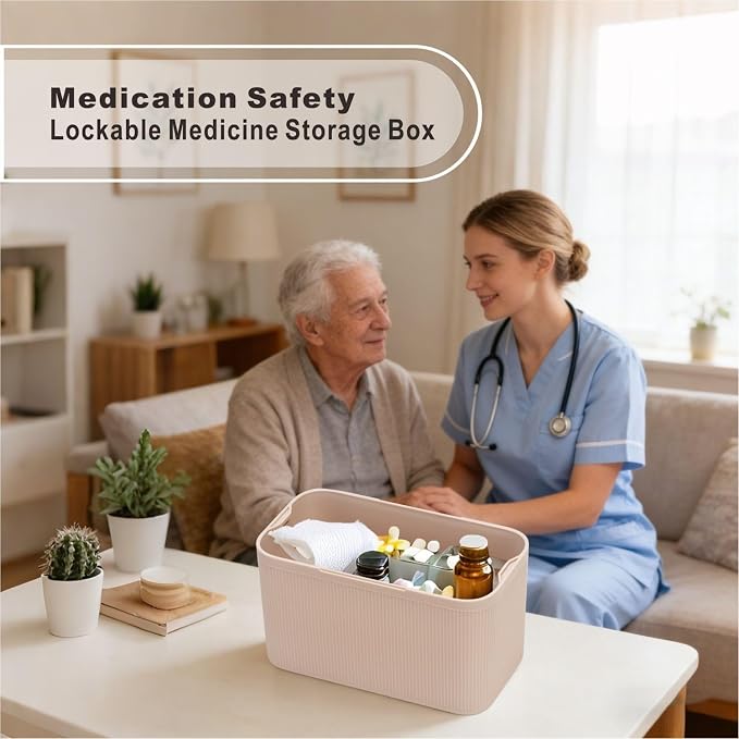 Lockable Storage Box,Medicine Lock Box Travel Case,Refrigerator Bin Container for Food,Medicines,Snacks,Locking Mobile Cell Phone Device Jail,Lockbox for Office,Home,School,Father Gift (Cream Plus) - Image 7
