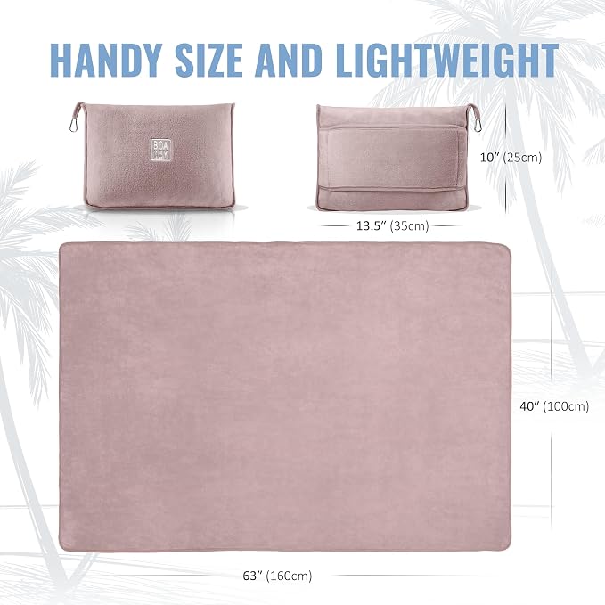 Soft & Warm Travel Blanket for Airplane & Car - Long Flight Essential for Women, Men, Kids - Compact Pillow with Luggage Sleeve & Backpack Clip - Image 7
