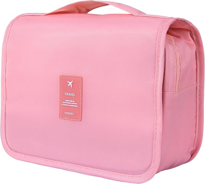 Hanging Travel Toiletry Bag for Women, Hanging Toiletry Bag with Multi-Pockets, Toiletry Bag for Traveling Easy Clean, Travel Organizer Pink by Yeegras