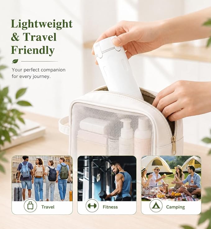 White 4 in 1 Travel Dispenser for Toiletries, TSA Approved Leak Proof Refillable Travel Bottles for Shampoo, Conditioner, Lotion & Soap, Portable Travel-Size Container Accessories for Women & Men - Image 3