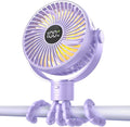 Coohea Portable Stroller Fan, 25H Long-lasting, 4 Speed, Night Light,Purple | 4000mAh Rechargeable Battery Powered Fan, Head Detachable 360° Rotate Mini Fan, Easy to Wrap for Car Seat Crib Bike Treadmill by Coohea