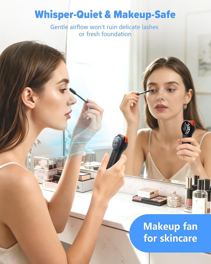 Portable Handheld Fan, Cute Bear Mini Fan with 11000 RPM High Speed, Rechargeable Personal Fan with 4 Speeds, Pocket Small Fan for Travel, Makeup, Lash, Gifts for Women Girl - 2 Pack - Image 7