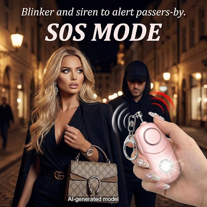 Personal Alarm for Women Keychain Alarm: Qoosea 135dB Emergency Keychain Siren with Strobe Light Loud Siren for Women Kids Students Seniors Emergency Self-Defense for Night Sports - Image 6