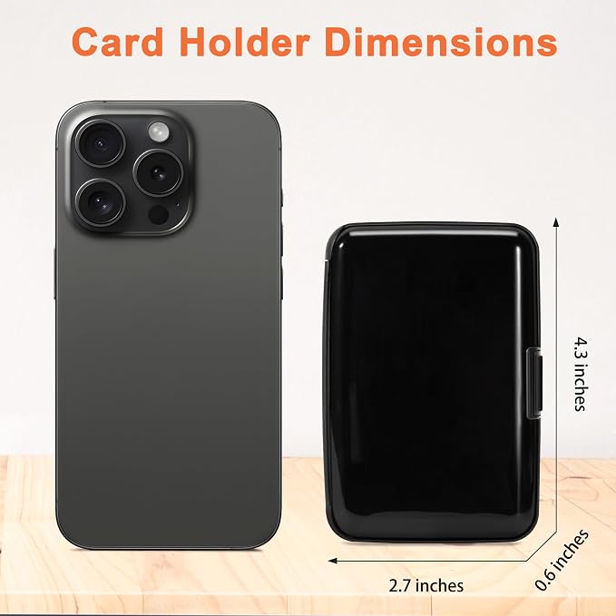 Mayski Credit Card Holder for Women RFID Blocking Wallet, Black | Card Wallets for Women Small Mini Business Metal Accordion Aluminum Alloy Hard Case for Men - Image 5