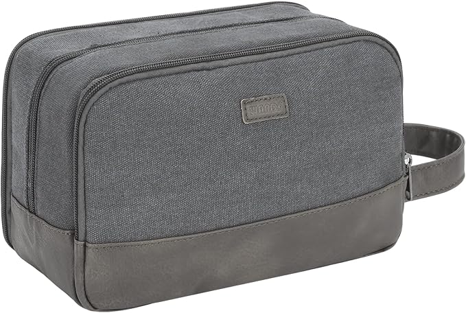 WANDF Travel Toiletry Bag for Men, Canvas Shaving Dopp Kit | Wet Separation, Water-Resistant Fabric, Travel Bag for Toiletries, Shaving Accessories, Weekend Trips by WANDF