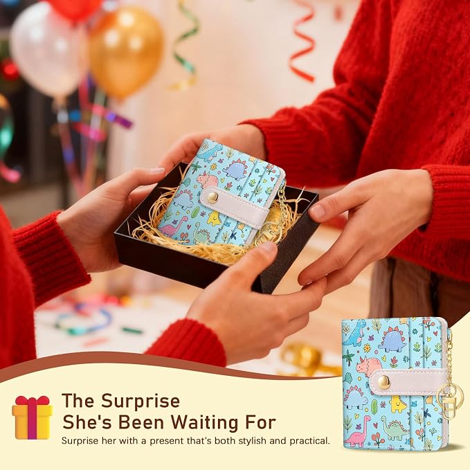 Jogjam Cute Dinosaur Rfid Girls Teen Women Wallet, Small Credit Card Holder | PU Leather Bifold Cash Zipper Coin Pocket ID Window, for Female Ladies Teen Girls Girly Gifts - Image 7