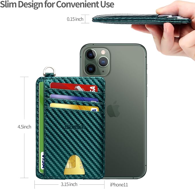Slim Minimalist Front Pocket Wallet, RFID Blocking Credit Card Holder Wallet with Detachable D-Shackle for Men Women - Image 7