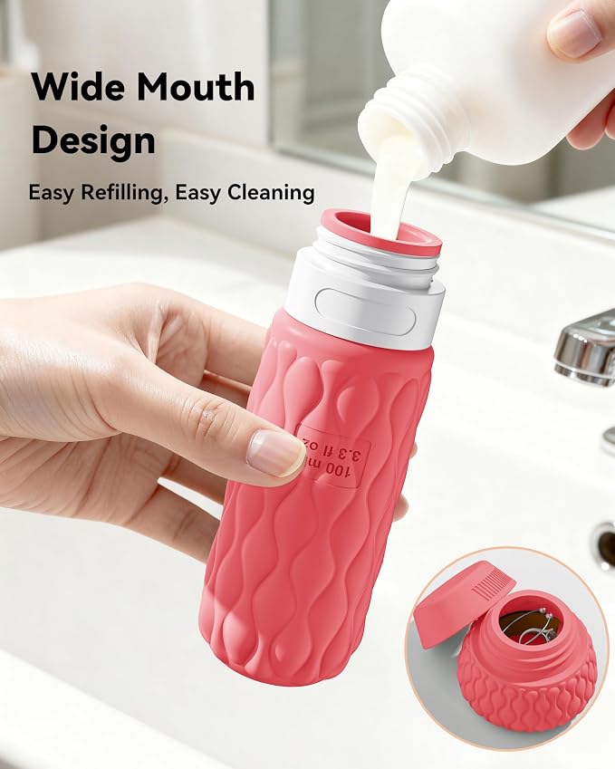 Travel Bottles for Toiletries Silicone Travel Size Containers 3.4oz 1.7oz | Travel Essentials TSA Approved Leakproof Refillable Squeeze Bottles with Labels/Clear Bag for Shampoo, Conditioner, Creams - Image 5