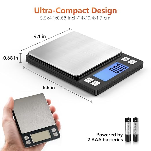 BOMATA 0.01g High Precision Jewelry Scale, 1000g Digital Gram Scale, Black | Small & Portable Design with Hold, Tare & Counting Function, Precise for Gold, Bullion, Coins, Gemstones & Crafts - Image 3