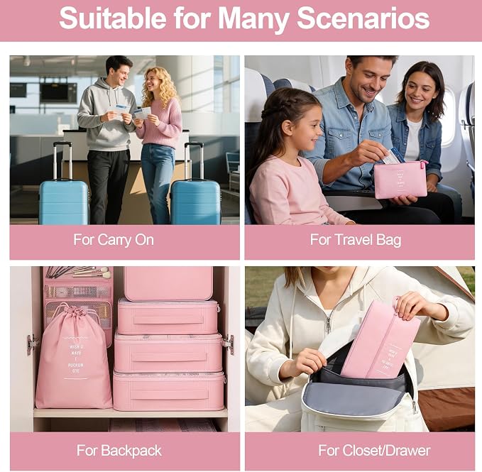 8 Set Packing Cubes for Travel,Suitcase Organizer Bags for Luggage with Shoe & Hanging Toiletry Bag, Vacation Essentials & Accessories for Cruise Ship, Airplane Must-Have,Road Trip & Camp Gifts(Pink) - Image 7