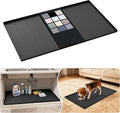 URMONA Waterproof Silicone Under Sink Mat 37'' x 22'' Shelf Liner for Kitchen and Bathroom, Cabinet and Counter Protector, Storage and Organizers, Litter Mat, Pet Cat Puppy Essentials(Black) by URMONA