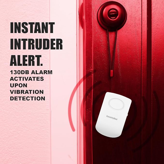 Securityman Door Handle Alarm with 130dB Vibration Triggered Portable Door Alarms When Opened - Perfect for Kids, Toddler, Elderly, Hotel, Travel, Bedroom (2 Pack Door Security) - Image 2
