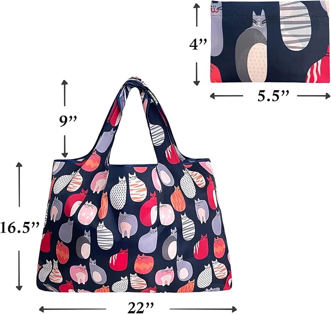 allydrew Large Foldable Tote Nylon Reusable Grocery Bags - Image 6