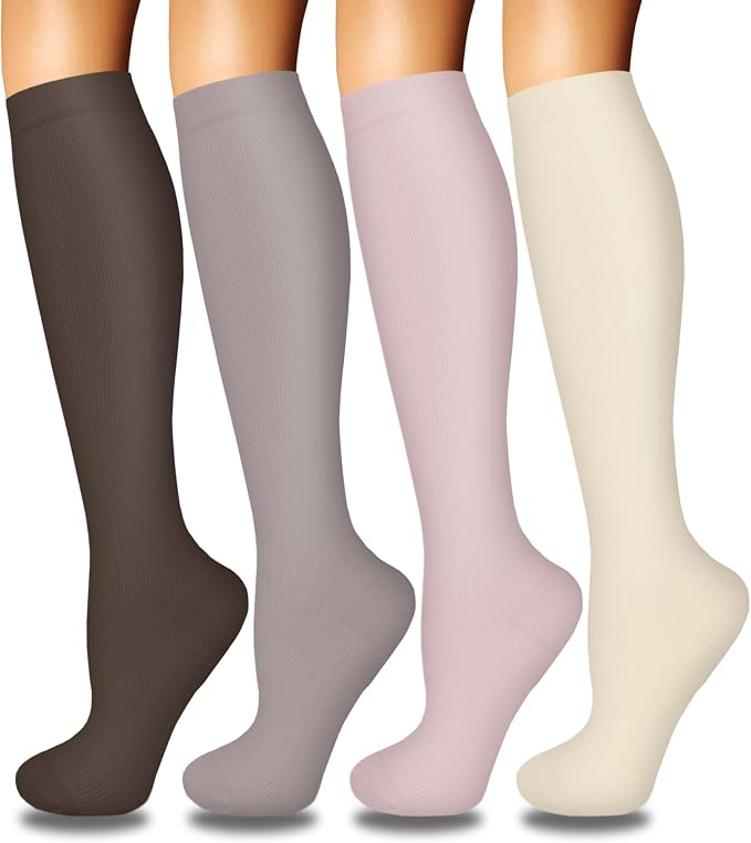 4 Pairs Compression Socks for Women Circulation-Best Support for Nurses,Running,Athletic,Travel by Iseasoo