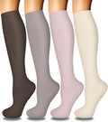 4 Pairs Compression Socks for Women Circulation-Best Support for Nurses,Running,Athletic,Travel by Iseasoo