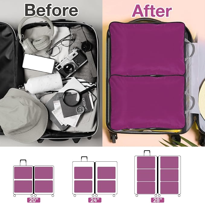 Hosuly 6 Pcs Large Ultralight Compression Packing Cubes for Travel 17.3 x 12.6'' XL Large Expandable Luggage Storage Organizers for Save Space Family Long Trips (Purple) - Image 5