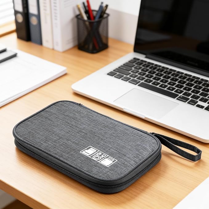 Yamrots Travel Cable Organizer, Electronic Organizer Travel Case, Portable Storage Bag for SD Card, Charger, Power Bank, Earphone (Grey) - Image 7