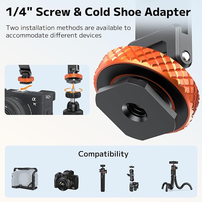 VRIG MG-40 Magnetic Phone Tripod Mount for Magsafe, Three Rotatable Axes Phone Holder with 1/4 Thread & Cold Shoe Adapter for Camera, Compatible with iPhone 17/16/ 15/14/ 13/12 Series - Image 3