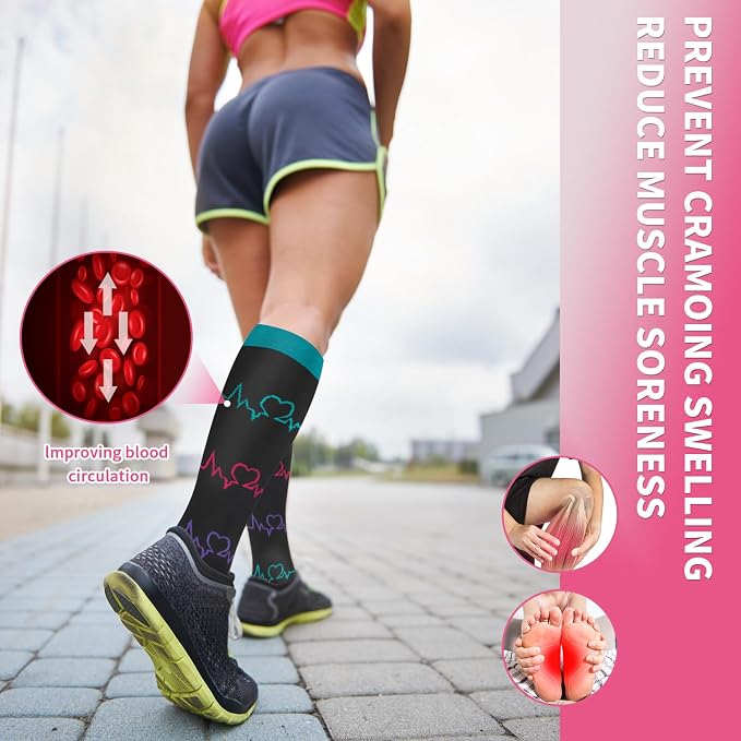Sooverki Compression Socks for Women & Men 6 Pairs is Best Supportive Knee High Stockings for Circulation, Travel, Nurses - Image 4