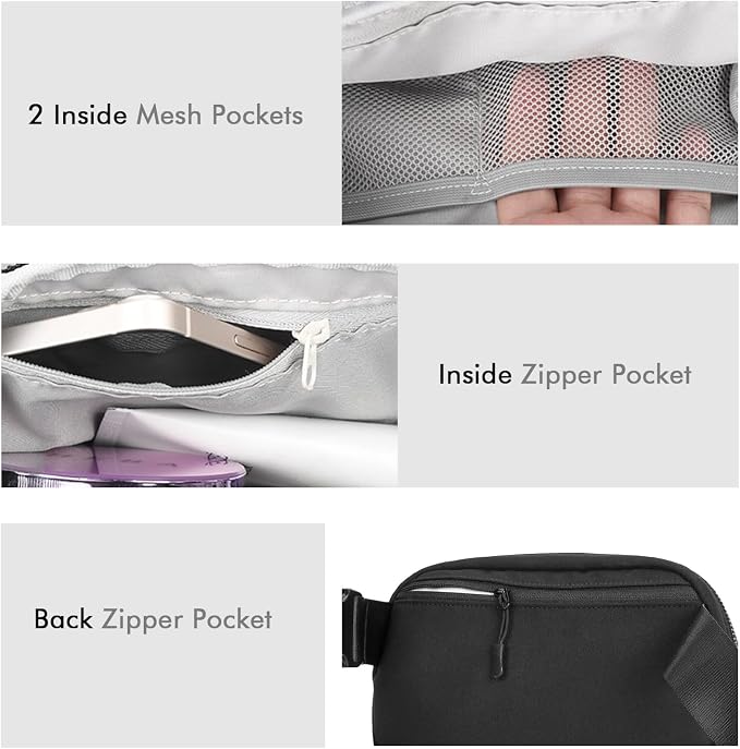 Black Fanny Pack Anti Theft for Women Men Travel, Small Belt Bag, Waist Crossbody with Adjustable Strap, Water-repellent & Lightweight, Stylish Everywhere Bag for Father Teens Trip, Workout, Unisex - Image 4