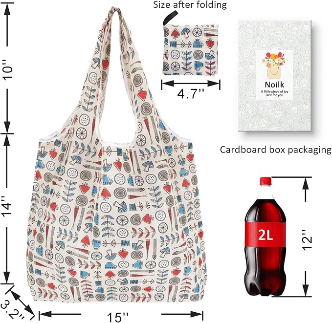 Reusable Foldable Shopping Bags, 4 Pack - Lightweight And Compact, Grocery Totes With Summer Patterns, Machine Washable And Durable, Ideal For Groceries, Travel, And Daily Use - Image 3